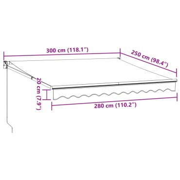 vidaXL Τέντα Πτυσσόμενη Ανθρακί / Λευκή 3 x 2,5 μ. Ύφασμα / Αλουμίνιο