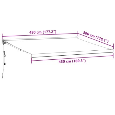 vidaXL Τέντα Πτυσσόμενη Ανθρακί και Λευκή 4,5x3μ. Ύφασμα και Αλουμίνιο