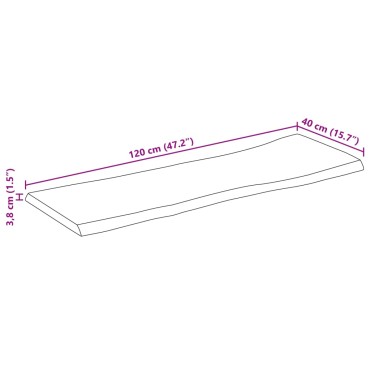 vidaXL Επιφάνεια Τραπεζιού 120x40x3,8cm Live Edge Μασίφ Ξύλο Μάνγκο 1 τεμ.