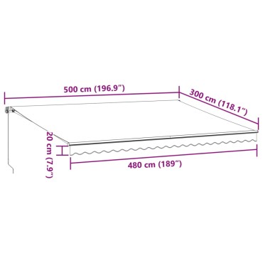 vidaXL Τέντα Πτυσσόμενη Χειροκίνητη Καφέ 500x300 εκ.