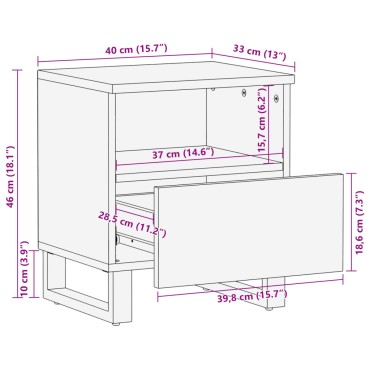 vidaXL Κομοδίνα 2 τεμ. 40x34x46cm από Μασίφ Ξύλο Ακακίας