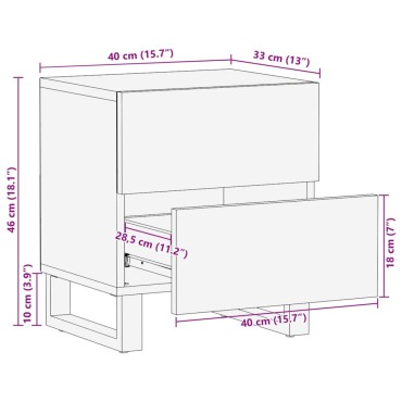 vidaXL Κομοδίνα 2 τεμ. 40x34x46cm από Μασίφ Ξύλο Ακακίας