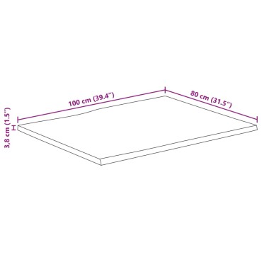 vidaXL Επιφάνεια Τραπεζιού Ορθογώνια 100x80x3,8cm Μασίφ Ξύλο Ακακίας 1 τεμ.