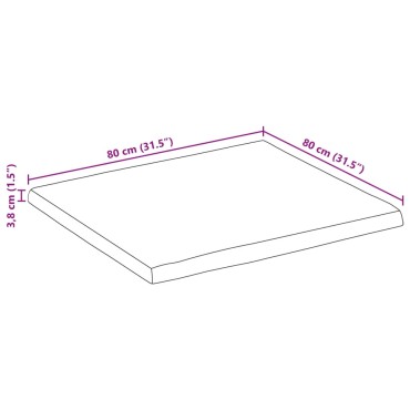 vidaXL Επιφάνεια Τραπεζιού Ορθογώνια 80x80x3,8cm Μασίφ Ξύλο Ακακίας 1 τεμ.