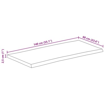 vidaXL Επιφάνεια Τραπεζιού Ορθογώνια 140x60x2,5cm Μασίφ Ξύλο Ακακίας 1 τεμ.