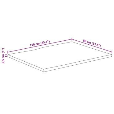 vidaXL Επιφάνεια Τραπεζιού 110x80x2,5cm Live Edge Μασίφ Ξύλο Μάνγκο 1 τεμ.