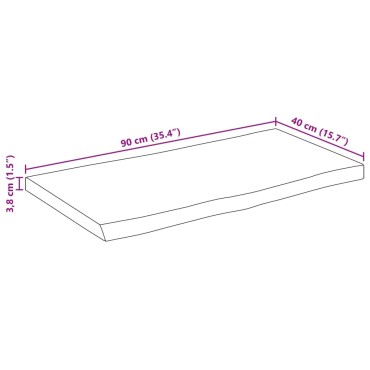 vidaXL Επιφάνεια Τραπεζιού 90x40x3,8cm Live Edge Μασίφ Ξύλο Μάνγκο 1 τεμ.