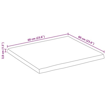 vidaXL Επιφάνεια Τραπεζιού 60x60x3,8cm Live Edge Μασίφ Ξύλο Μάνγκο 1 τεμ.