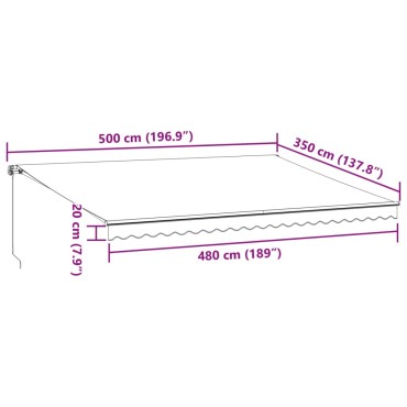 vidaXL Τέντα Πτυσσόμενη Χειροκίνητη Μπορντό 500x350 εκ.