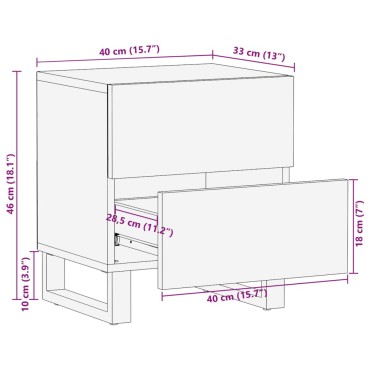 vidaXL Κομοδίνα 2 τεμ. 40x34x46cm από Μασίφ Ξύλο Μάνγκο