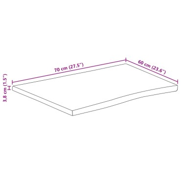 vidaXL Επιφάνεια Τραπεζιού Ορθογώνια 70x60x3,8cm Μασίφ Ξύλο Ακακίας 1 τεμ.