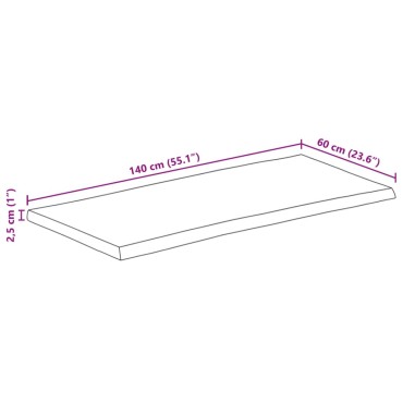 vidaXL Επιφάνεια Τραπεζιού 140x60x2,5cm Live Edge Μασίφ Ξύλο Μάνγκο 1 τεμ.