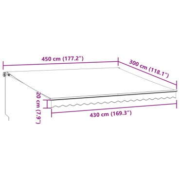 vidaXL Τέντα Πτυσσόμενη Χειροκίνητη Καφέ 450x300 εκ.