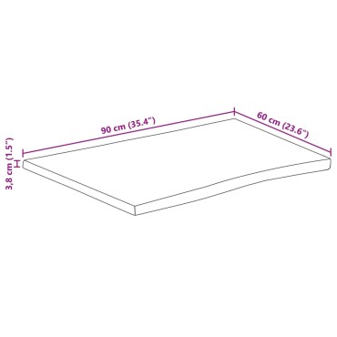 vidaXL Επιφάνεια Τραπεζιού Ορθογώνια 90x60x3,8cm Μασίφ Ξύλο Ακακίας 1 τεμ.