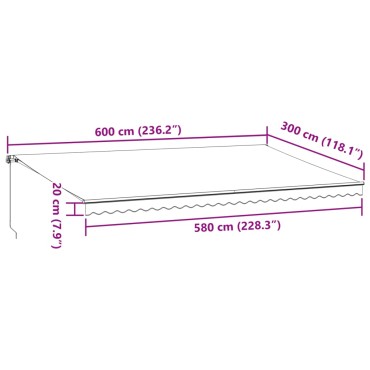 vidaXL Τέντα Πτυσσόμενη Χειροκίνητη Καφέ 600x300 εκ.