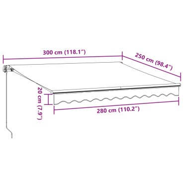 vidaXL Τέντα Πτυσσόμενη Χειροκίνητη με LED Καφέ 300x250 εκ.