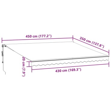 vidaXL Τέντα Πτυσσόμενη Χειροκίνητη με LED Ανθρακί / Λευκή 450x350 εκ.