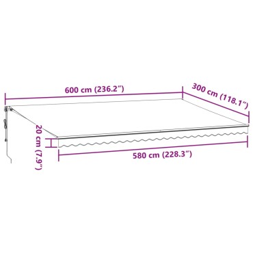 vidaXL Τέντα Πτυσσόμενη Αυτόματη Μπορντό 600x300 εκ.