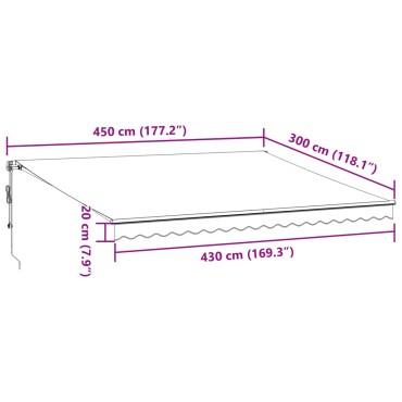 vidaXL Τέντα Πτυσσόμενη Αυτόματη με LED Καφέ 450x300 εκ.