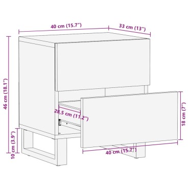 vidaXL Κομοδίνο 40x34x46cm από Μασίφ Ξεβαμμένο Ξύλο Μάνγκο 1 τεμ.