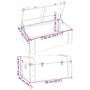 vidaXL Σεντούκι με Μάνταλα Σκούρο Καφέ 90x50x39,5cm Κόντρα Πλακέ