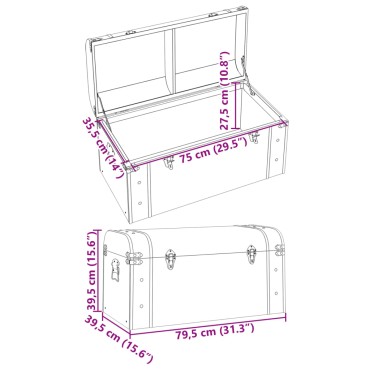 vidaXL Σεντούκι με Μάνταλα Σκούρο Καφέ 79,5x39,5x39,5cm Κόντρα Πλακέ