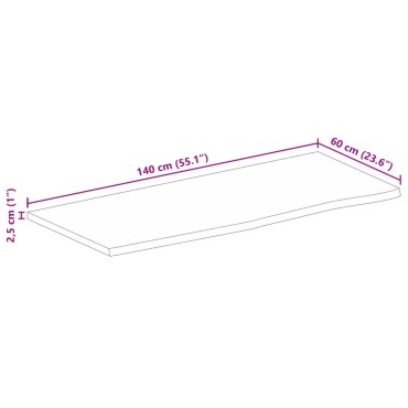 vidaXL Επιφάνεια Τραπεζιού 140x60x2,5cm Live Edge Μασίφ Ξύλο Μάνγκο 1 τεμ.