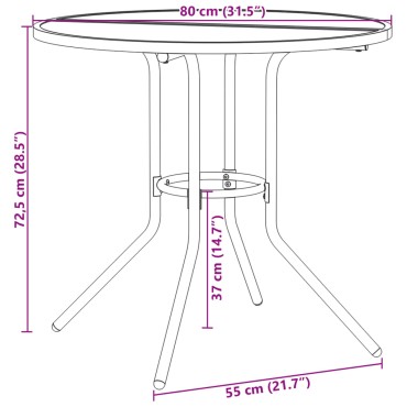 vidaXL Τραπέζι Βεράντας Στρογγυλό Ανθρακί 80x72,5cm Ατσάλι 1 τεμ.