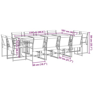 vidaXL Σετ Τραπεζαρίας Κήπου 13 τεμ. Μαύρο από Textilene 42x41cm