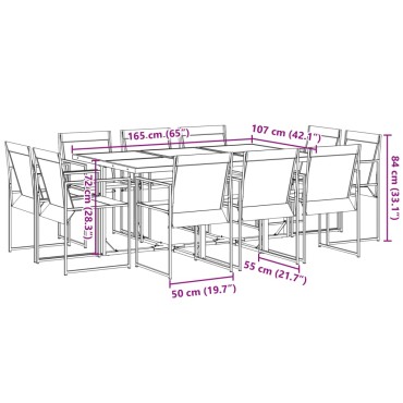 vidaXL Σετ Τραπεζαρίας Κήπου 11 τεμ. Μαύρο από Textilene 42x41cm