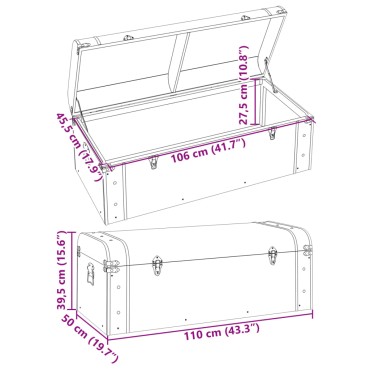 vidaXL Σεντούκι με Μάνταλα Σκούρο Καφέ 110x50x39,5cm Κόντρα Πλακέ