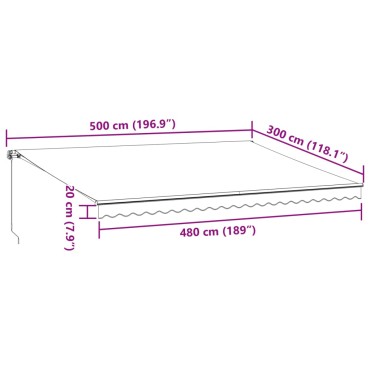 vidaXL Τέντα Πτυσσόμενη Χειροκίνητη Μπορντό 500x300 εκ.