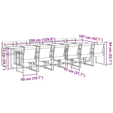 vidaXL Σετ Τραπεζαρίας Κήπου 13 τεμ. Μαύρο από Textilene 42x41cm