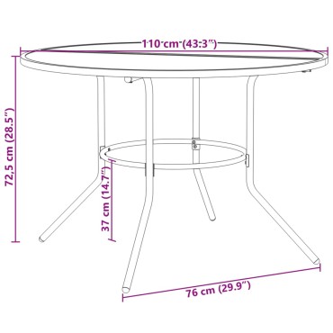 vidaXL Τραπέζι Βεράντας Στρογγυλό Ανθρακί 110x72,5cm Ατσάλι 1 τεμ.