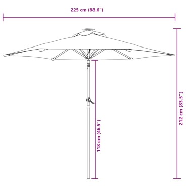 vidaXL Ομπρέλα Κήπου με Ατσάλινο Ιστό Λευκή 225x225x212 εκ.