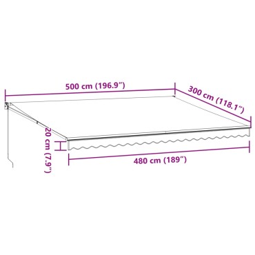 vidaXL Τέντα Πτυσσόμενη Χειροκίνητη Καφέ 500x300 εκ.