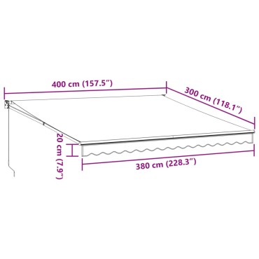 vidaXL Τέντα Πτυσσόμενη Χειροκίνητη Καφέ 400x300 εκ.