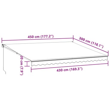 vidaXL Τέντα Πτυσσόμενη Χειροκίνητη Μπορντό 450x300 εκ.