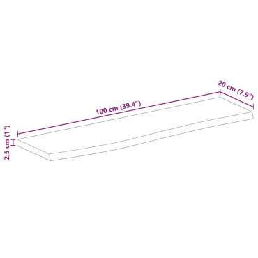 vidaXL Επιφάνεια Τραπεζιού 100x20x2,5cm Live Edge Μασίφ Ξύλο Μάνγκο 1 τεμ.