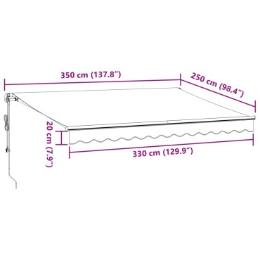 vidaXL Τέντα Πτυσσόμενη Αυτόματη με LED Μπορντό 350x250 εκ.