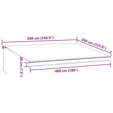 vidaXL Τέντα Πτυσσόμενη Χειροκίνητη Μπορντό 500x350 εκ.