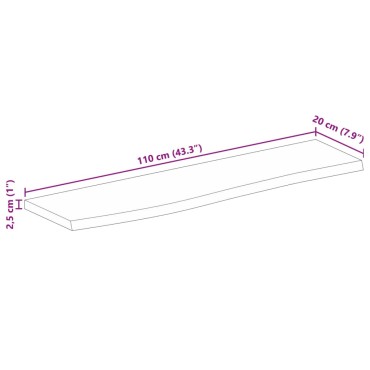 vidaXL Επιφάνεια Τραπεζιού 110x20x2,5cm Live Edge Μασίφ Ξύλο Μάνγκο 1 τεμ.