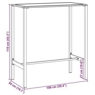 vidaXL Τραπέζι Μπαρ Μαύρο 100x50x110cm από Ατσάλι με Ηλ. Βαφή Πούδρας 1 τεμ.