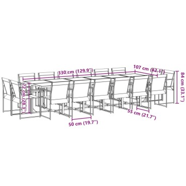 vidaXL Σετ Τραπεζαρίας Κήπου 17 τεμ. Μαύρο από Textilene 42x41cm