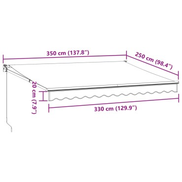 vidaXL Τέντα Πτυσσόμενη Χειροκίνητη Καφέ 350x250 εκ.