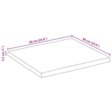 vidaXL Επιφάνεια Τραπεζιού 60x60x2,5cm Live Edge Μασίφ Ξύλο Μάνγκο 1 τεμ.