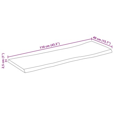 vidaXL Επιφάνεια Τραπεζιού 110x40x2,5cm Live Edge Μασίφ Ξύλο Μάνγκο 1 τεμ.