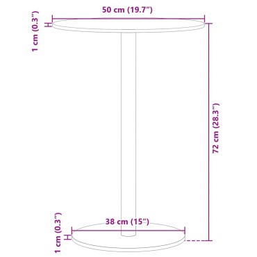 vidaXL Τραπέζι Κήπου Στρογγυλό Μαύρο 50x72cm Ατσάλινο 1 τεμ.