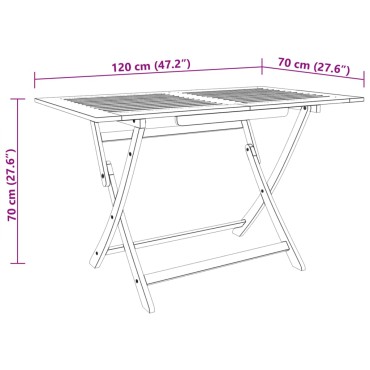 vidaXL Τραπέζι Κήπου Πτυσσόμενο 120x70x75cm Μασίφ Ξύλο Ευκαλύπτου 1 τεμ.