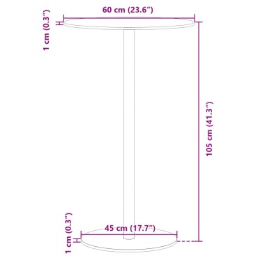 vidaXL Τραπέζι Κήπου Στρογγυλό Μαύρο 60x105cm Ατσάλινο 1 τεμ.